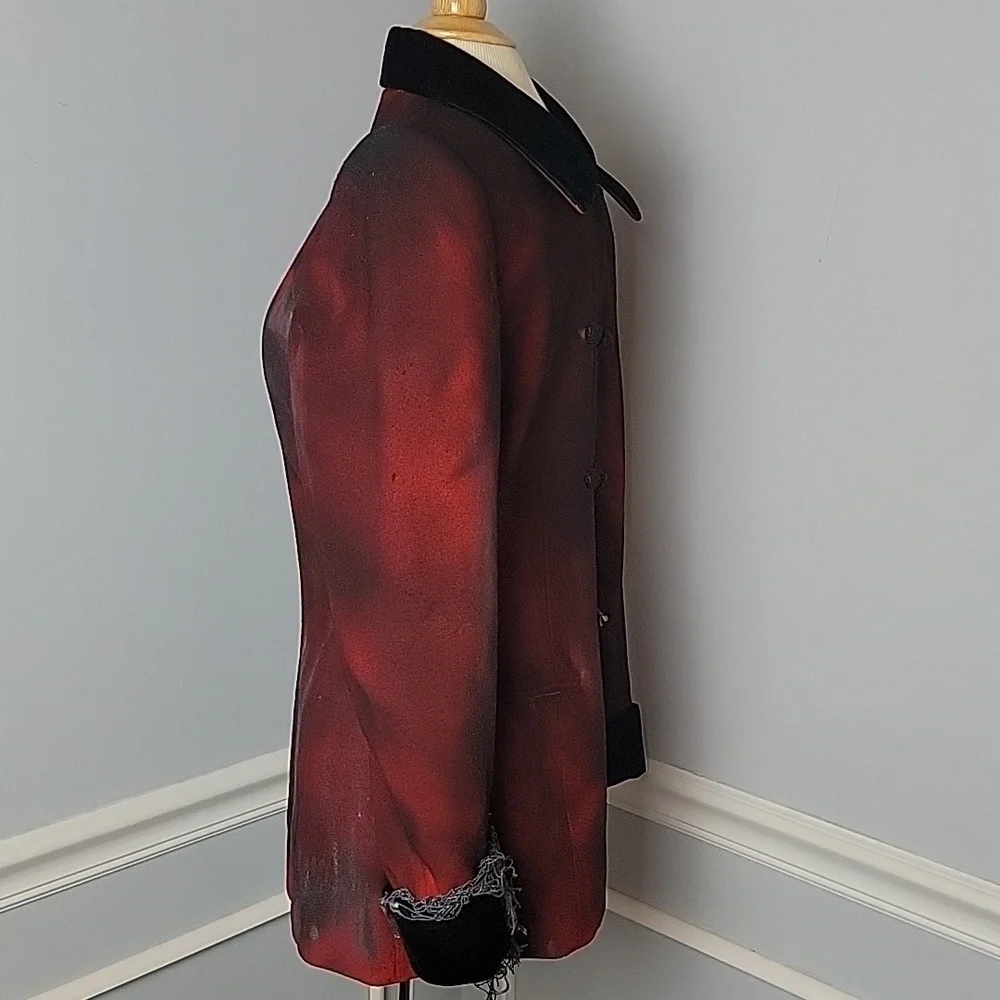 UPCYCLED Ghost Pirate Red Black Blazer‎ Jacket Dread Hair Hat Halloween Costume
